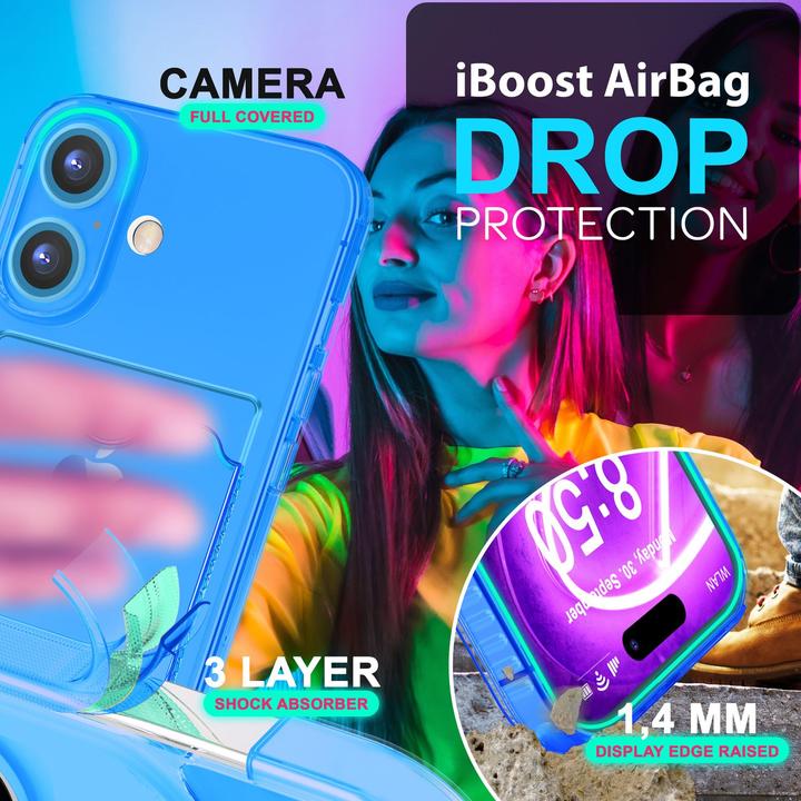 Actual product image Nalia Clear transparent neon silicone cover card holder (Apple iPhone 16 Plus)