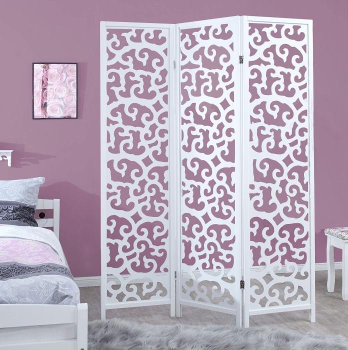 Produktbild Greendeco 3 fach Paravent Raumteiler Holz Trennwand spanische Wand Sichtschutz Weiss