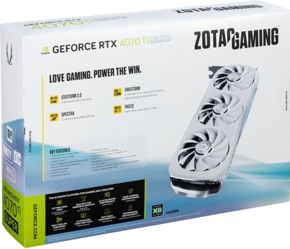 Actual product image Zotac GeForce RTx4070Ti SUPR TrntyWhte (16 GB)