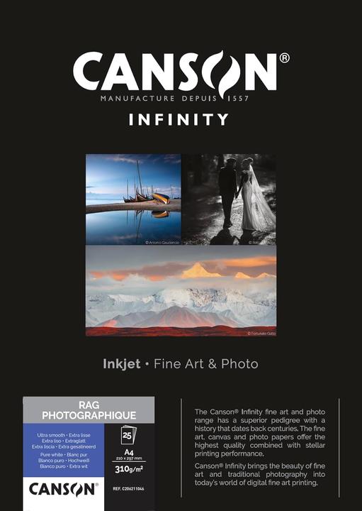 Immagine prodotto Canson Carta fotografica INFINITY Rag Photographique, 310 g/m², A4 (310 g/m², A4, 25 x)