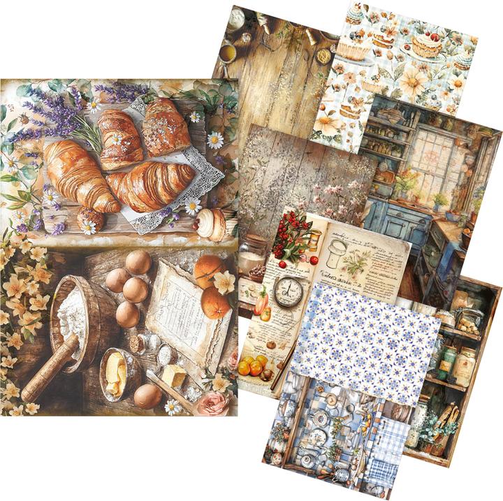 Immagine prodotto Ciao Bella Motiv-Strohseiden Sortiment "Cookbook", DIN A5, 8er-Set (8 x)