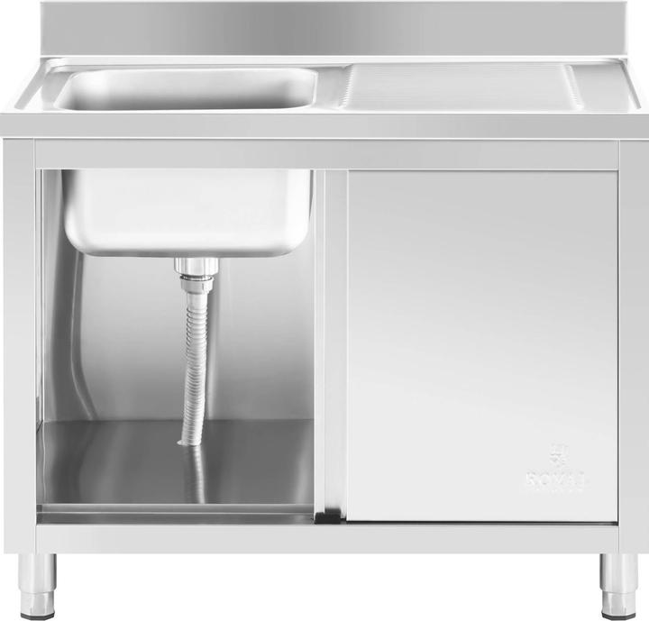 Produktbild Royal Catering Spülenschrank Spülenunterschrank Spülschrank Edelstahl Becken: 400x400x240 mm (Spülbecken Zubehör, 24 cm, 60 cm)
