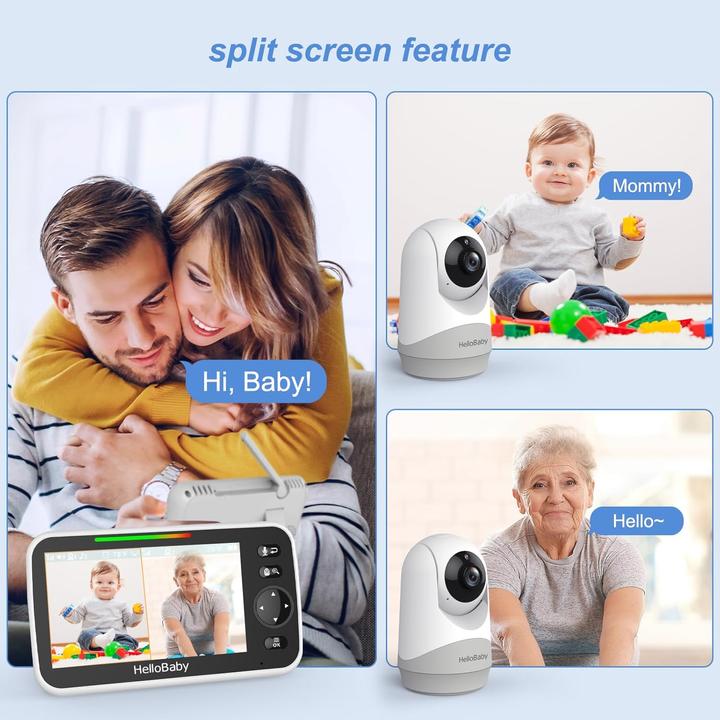 Produktbild HelloBaby Video-Baby-Monitor mit Split-Screen und Nachtsicht (Babyphone mit Kamera)