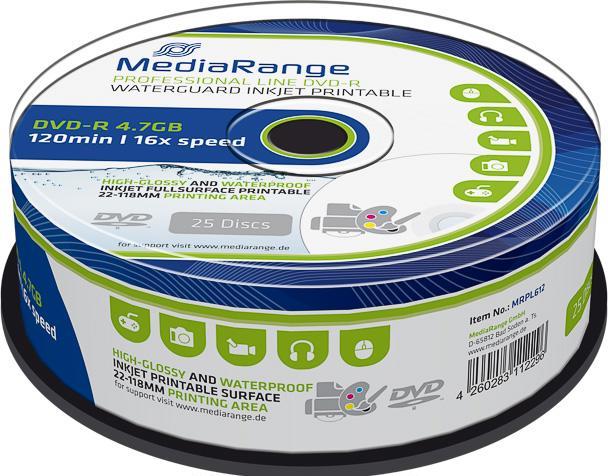 Produktbild MediaRange DVD-R 4.7GB, 25er Spindel (25 x)