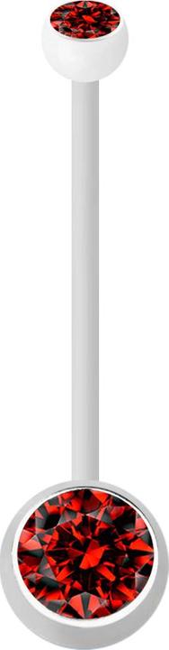 Image du produit Star Piercing Banane grossesse blanche avec deux boules cristal rouge (sans laiton, Bioflex)