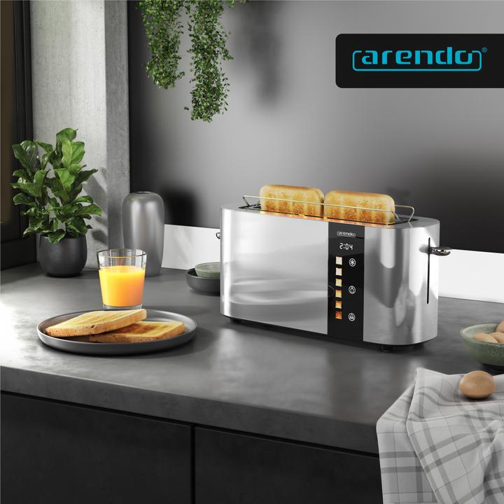 Actual product image Arendo Toaster Edelstahl 2 Scheiben Langschlitz, Touch Display, Restzeit & Bräunungsgradanzeige, 1000 W (EU plug)
