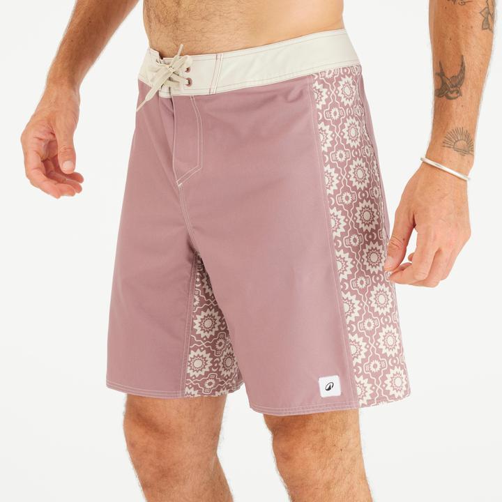 Olaian Boardshorts Surfen Herren lang 500 Arch Esawira 19" rosa/taupe (48)
