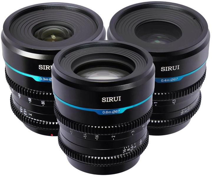 Actual product image Sirui Nightwalker 24 35+55mm T1.2 S35 MF Cine Lens Bundle X-Mount (Fujifilm X, APS-C / DX, full size)