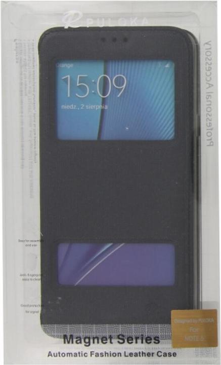 Actual product image Puloka Flip Case Samsung Galaxy Note 5 Black (Samsung Galaxy Note 5)