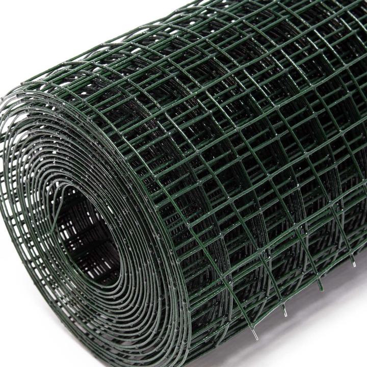 Actual product image Wiltec Green Wire Mesh 25x25mm Squares 25m Roll, 50cm Width, made of Galvanised PVC Coated Steel