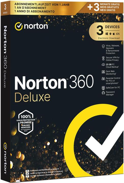 Produktbild Norton 360 Deluxe (3 User, 15 Monate)