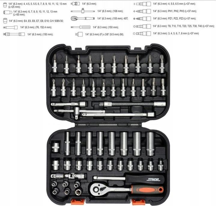 Image du produit Toya Sthor 58643 - Jeu d'outils 1/4 pouce, 56 pièces