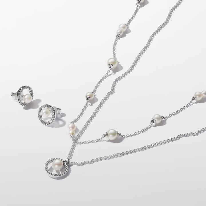 Immagine prodotto Pandora Collana con perle d'acqua dolce trattate e pavé (Argento 925, 45 cm)