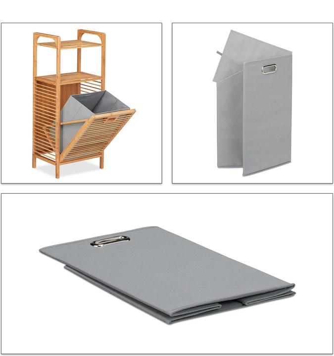 Actual product image Relaxdays Bathroom Shelf with Hamper (40 x 30 x 95 cm)