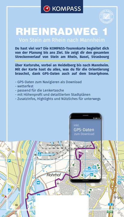 Produktbild Fahrrad-Tourenkarte Rheinradweg 1 1:50.000