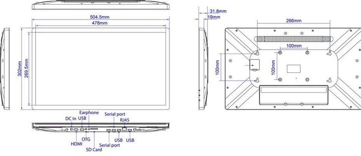 Produktbild Allnet Touch Display Tablet (nur WLAN, 21.50", 16 GB, Schwarz)
