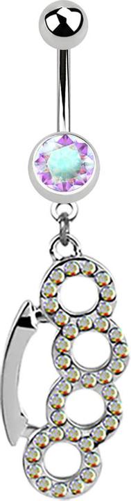 Star Piercing Banane silber mit Anhänger Schlagring multicolor (Chirurgenstahl 316L, ohne Messing)