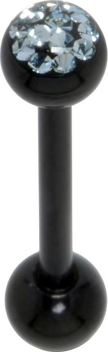 Bijouteria Zungenpiercing (PVD Beschichtung (schwarz), Chirurgenstahl 316L, Epoxiharz, Kristall)