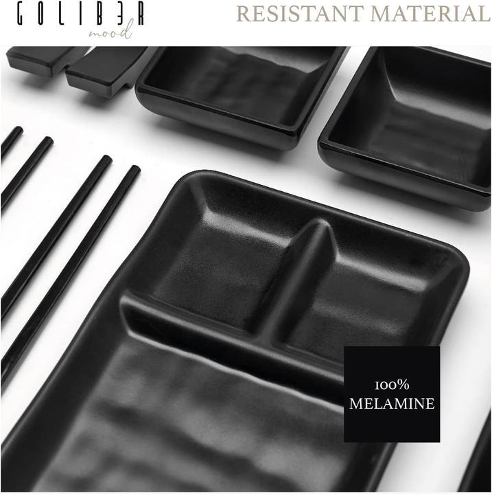 Produktbild Goliber Japanisches Sushi Geschirr Schwarz Set (16 Stück)