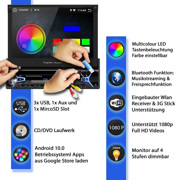 Produktbild Tristan Auron BT1D7022A Android 10 Autoradio