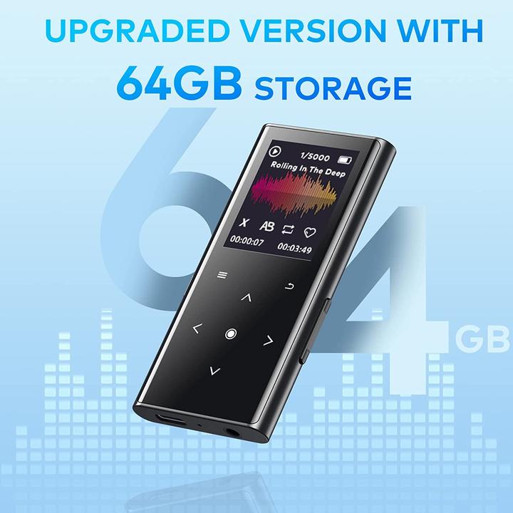 Immagine prodotto Zooaoxo Lettore MP3 da 64 GB, nero (64 GB)