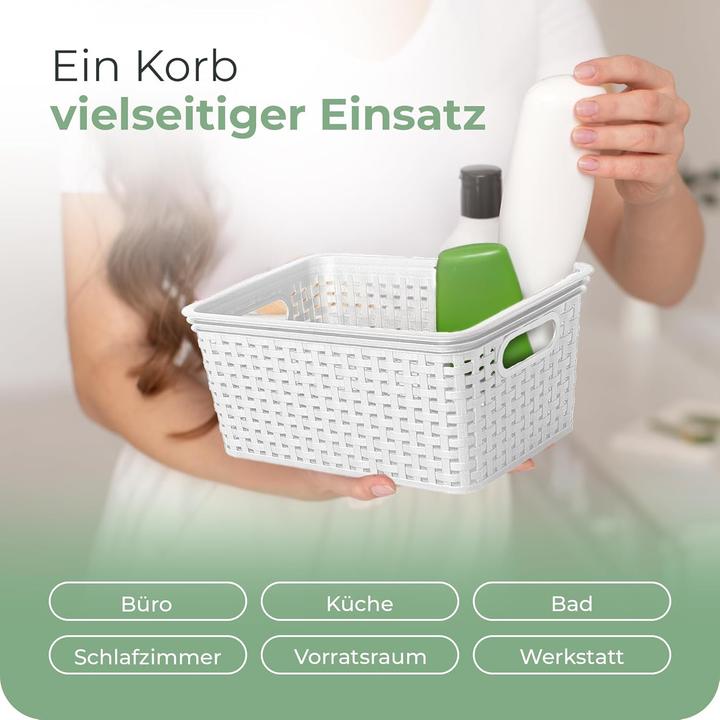 Image du produit Novaliv Boîte de rangement avec couvercle Mini panier 1L blanc en rotin design stockage alimentaire (1 l)