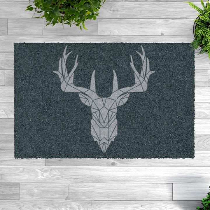Image du produit Mocavi Cerf moderne, anthracite, motif campagnard, tapis de chasse (45 x 70 cm)