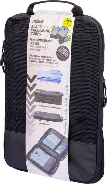 Troika Kompressionstaschen Set BLACK PACKING CUBES
