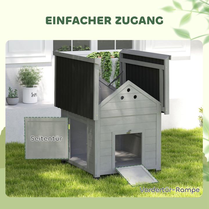 Produktbild PawHut Entenhaus Tannenholz, Kunststoff Hellgrau