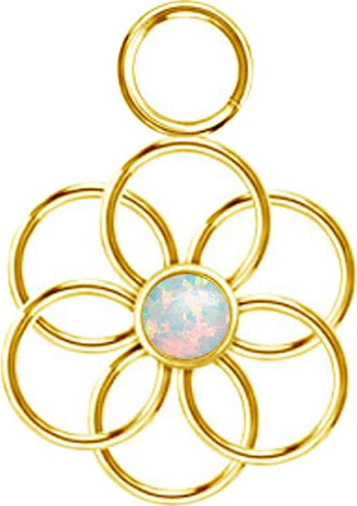 Immagine prodotto Star Piercing Anhänger vergoldet Opal weiss Blume des Lebens (Acciaio chirurgico 316L, senza ottone)