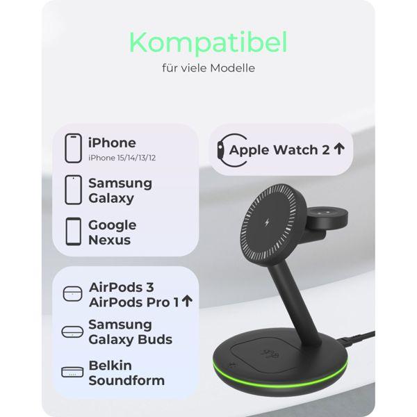 Produktbild Icy Box Ladestation induktiv/magnet. f. Smartphone/-watch/Inear-Kopfh?rer (15 W)