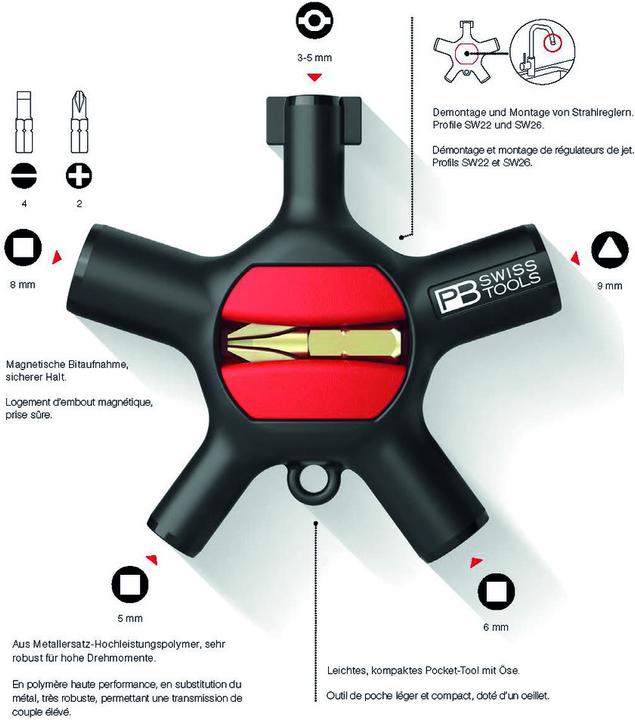 Productafbeelding PB Swiss Tools PB 900 V01 (Dubbele baard, Schroeven met sleufkop, Zeshoekig, 3-rand)