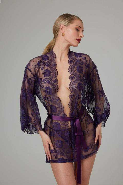 Productafbeelding Christine Le Duc Spitzen Kimono Graceful Lila (3XL)
