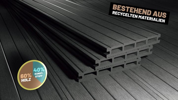 Actual product image ® 8m² Anthrazit WPC Terrassendielen Komplettset