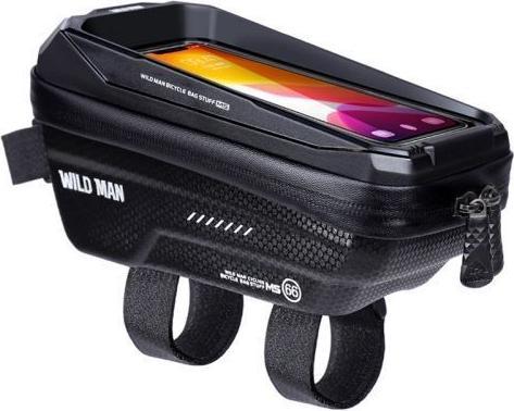 Wildman Bicycle accessory traveling bag for bike frame with zipper 1,2L (4 "- 7") MS66 black (1.20 l, Frame bag)