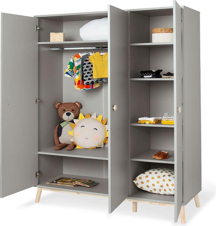 Produktbild Pinolino Kinderzimmer-Set 'Dusk' breit gross, 3-tlg. (Kinderkleiderschrank, Babybett, Wickelkommode)