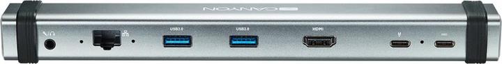 Produktbild Canyon DS-6 Multiport Docking Station with 7 jungtys: 2*Type C+1*HDMI+2*USB3.0+1*RJ45+1*audio 3.5mm (USB-C, 7 Ports)