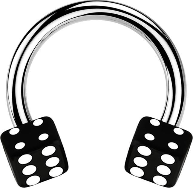 Produktbild Star Piercing Micro Circular Barbell silber mit zwei Würfel schwarz (ohne Messing, Acryl, Chirurgenstahl 316L)