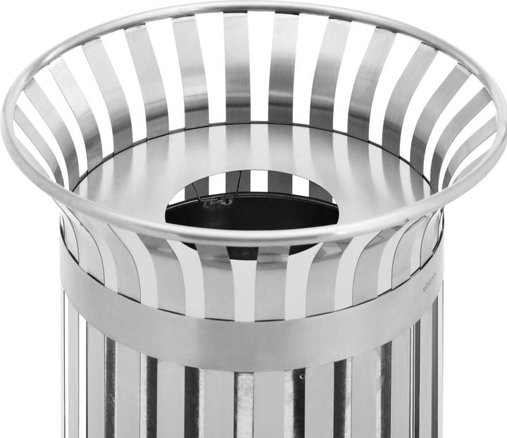 Produktbild Ulsonix Abfalleimer Mülleimer rund breiter Einwurf Edelstahl / verzinkter Stahl Silbern (90 l)