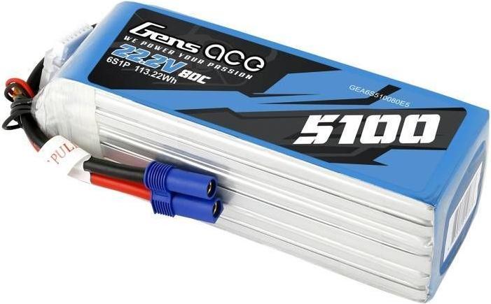 Produktbild Gens Ace Lipo Pack 5100mAh 22,2V 80C 6S1P(EC5) (22.20 V, 5100 mAh)