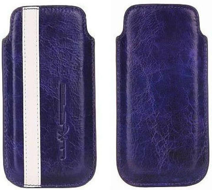 Produktbild Luxucase Ledertasche Grösse M blau-weiss (Apple iPhone 4, Apple iPhone 4s)