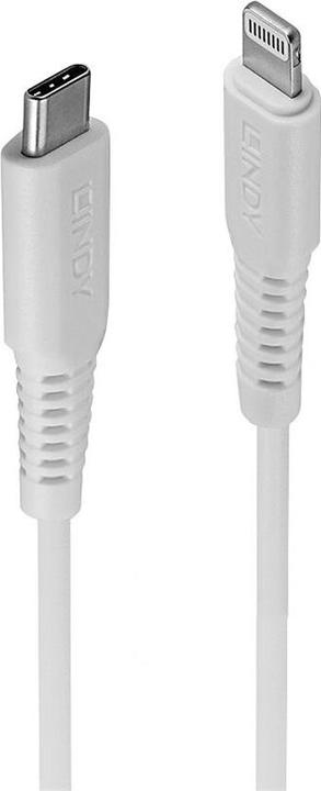 Actual product image Lindy 0.5m USB Type C to Lightning cable, white USB Type C plug to Lightning plug (0.50 m, USB 2.0)