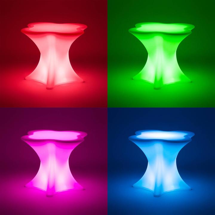 Produktbild Royal Catering LED-Tisch farbiges Licht 80 x 80 x 70 cm mattweiss Fernbedienung Akkubetrieb (80 x 80 x 70 cm)