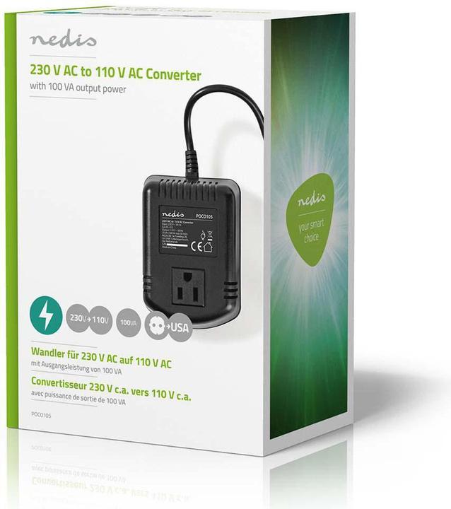 Image du produit Nedis Stromwandler Umrichter - Netzstromversorgung - 230 VAC 50 Hz - Ausgangsspannung: 110 VAC - 1
