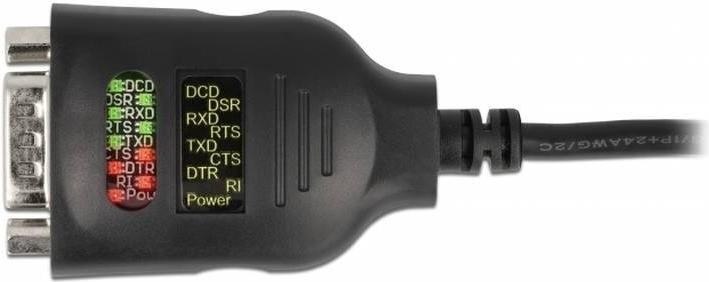 Actual product image Delock USB Type-A to Serial DB9 Adapter with 9 LED RS-232 Tester (2 m)
