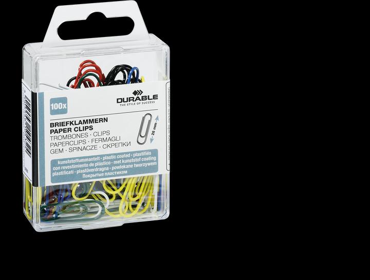 Actual product image Durable Paper clips, plastic coated, coloured, 26 mm assorted colours: black,... (100 x)