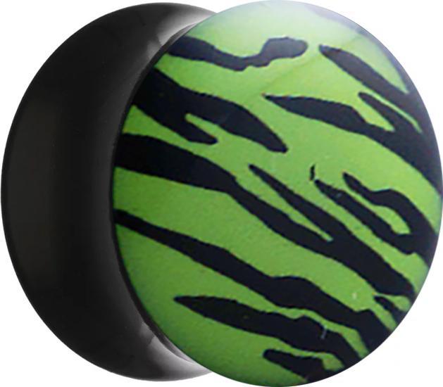 Image du produit Star Piercing Flared Plug avec motif zèbre vert (sans laiton, Acrylique)