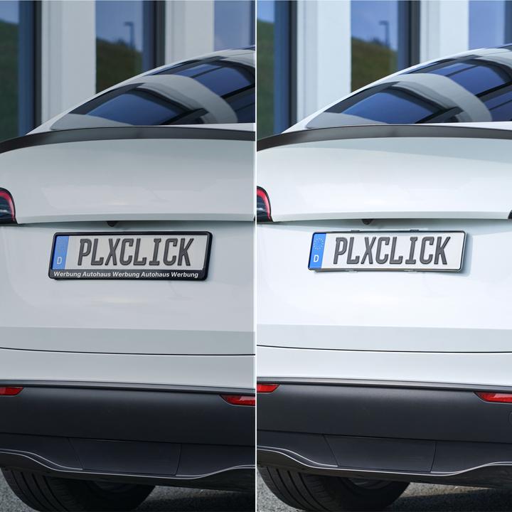 Produktbild Plexiclick Â® rahmenloser Kennzeichenhalter transparent (Front + Heck, Universal)