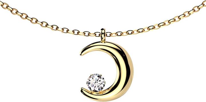 Star Piercing Kette vergoldet Anhänger Mond Kristall silber (ohne Messing, Chirurgenstahl 316L)