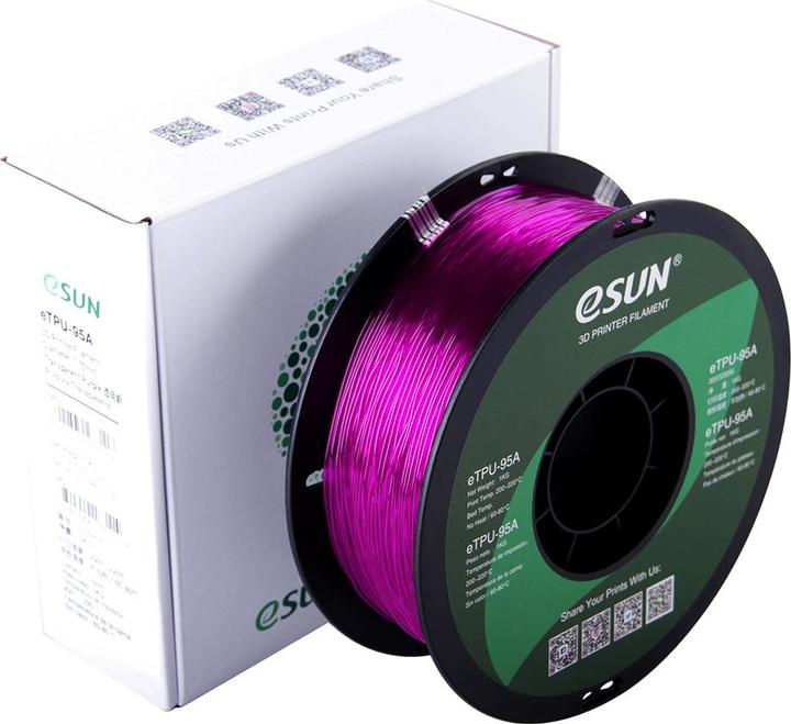 eSUN eTPU-95A 1.75mm Tr. Purple 1kg 3D Filament (TPU, 1.75 mm, 1000 g, Violet)